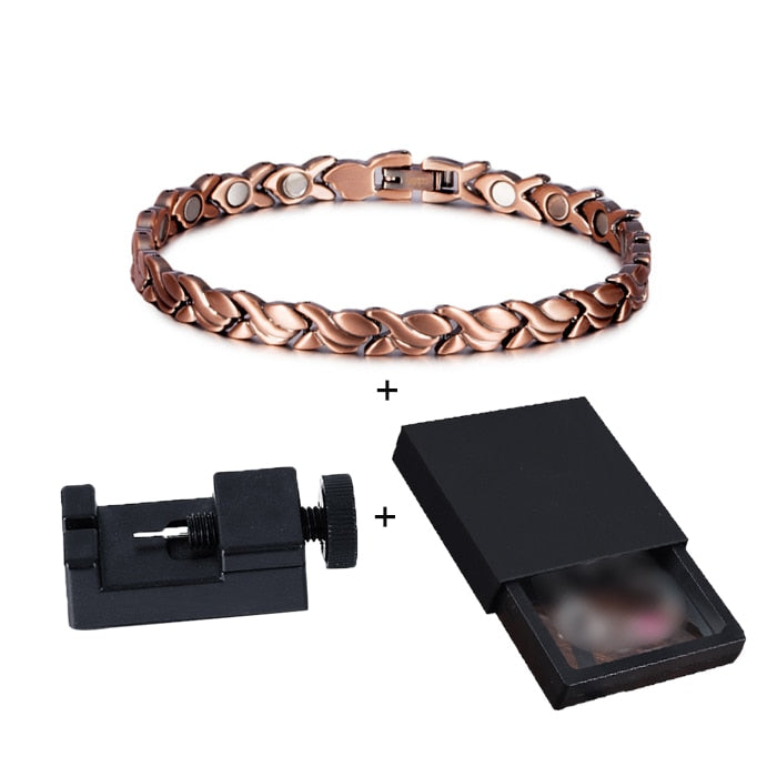 Magnetic Pure Copper Bracelets for Women Vintage Chain Health Energy Magnetic Bracelets & Bangles for Arthritis Women Jewelry