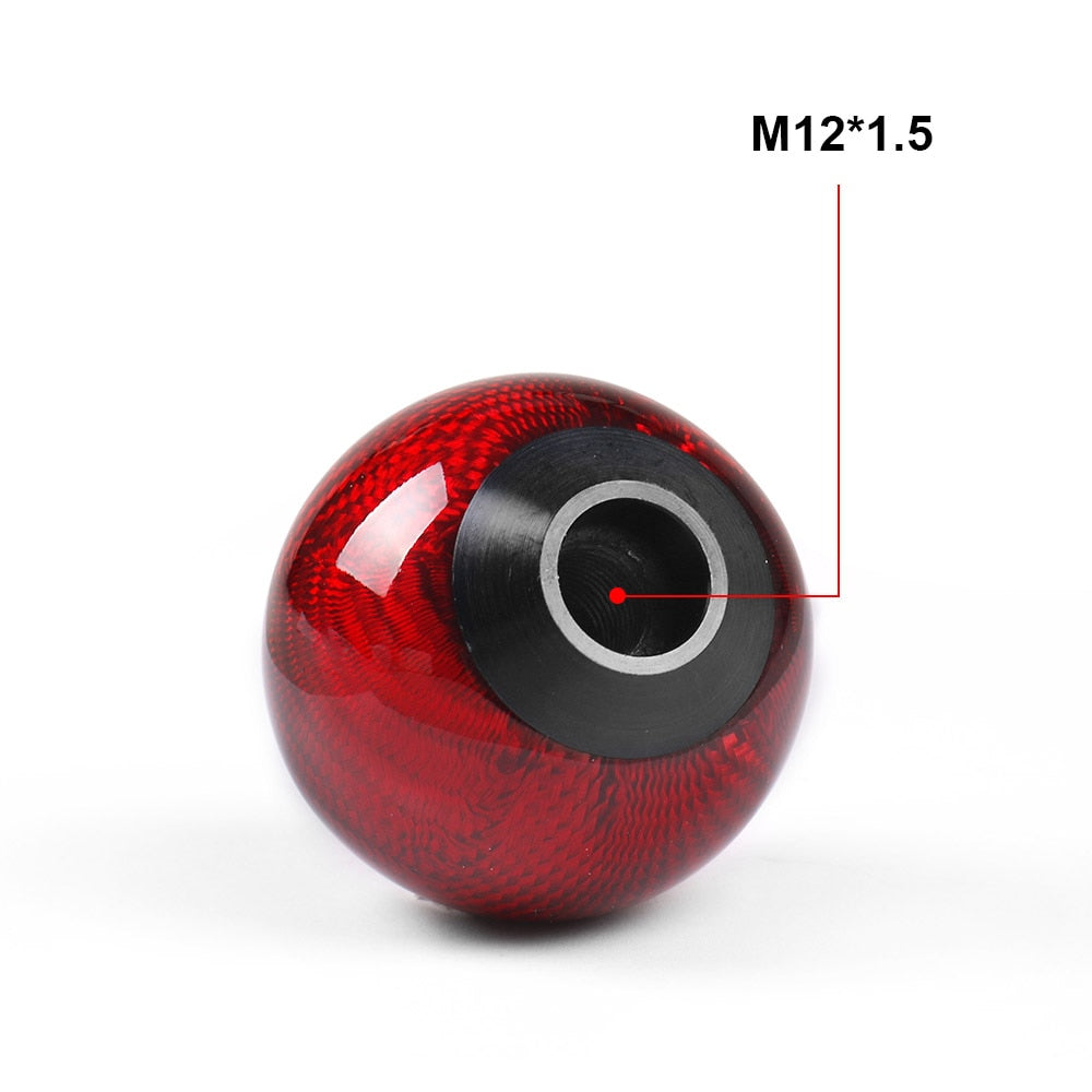 Universal Car Gear Shift Knob Shifter Lever Round Ball Shape Real Carbon Fiber
