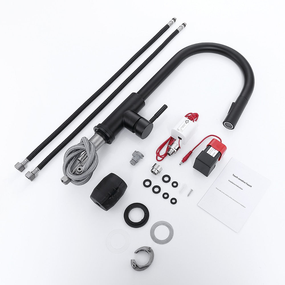 Pull Out Brush Nickel Sensor Kitchen Faucets Stainless Steel Smart Induction Mixed Tap Touch Control Sink Tap Torneira De KH1002