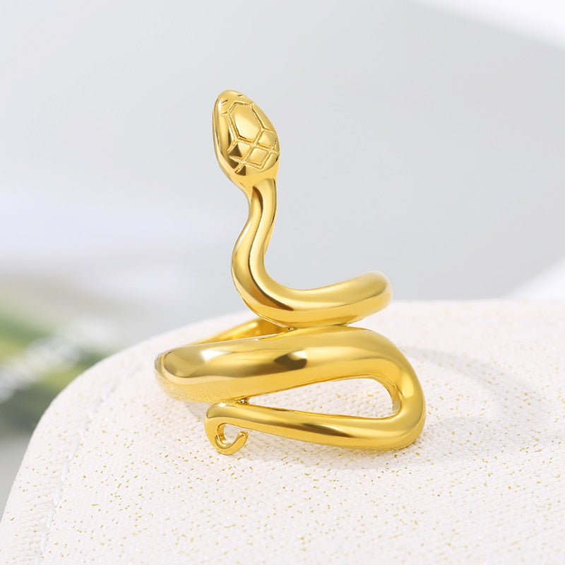 Pop Cobra Snake Ring For Women Men Stainless Steel Adjustable Punk Rings Animal Mamba Finger Accessories Nightclub Jewelry Gifts