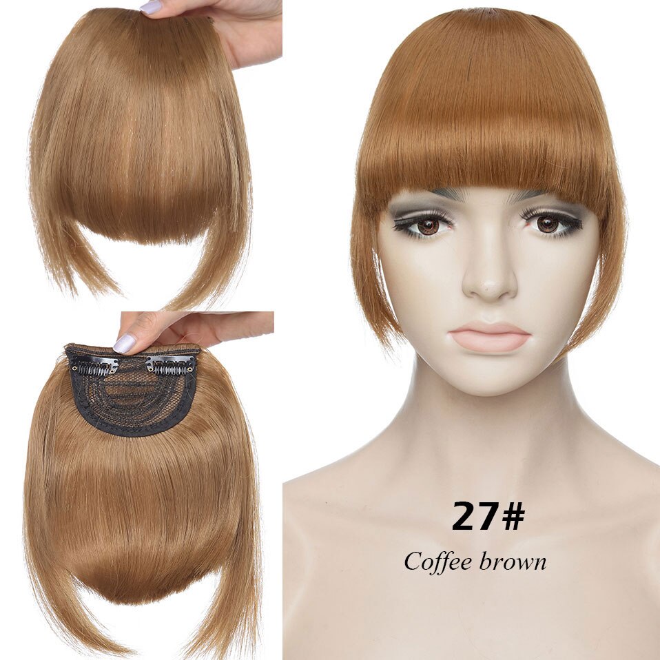 S-noilite Synthetic 15Colors Real Thick 35g Natural Bang False Hair Black Brown Auburn Red Clip In On Bangs Hair