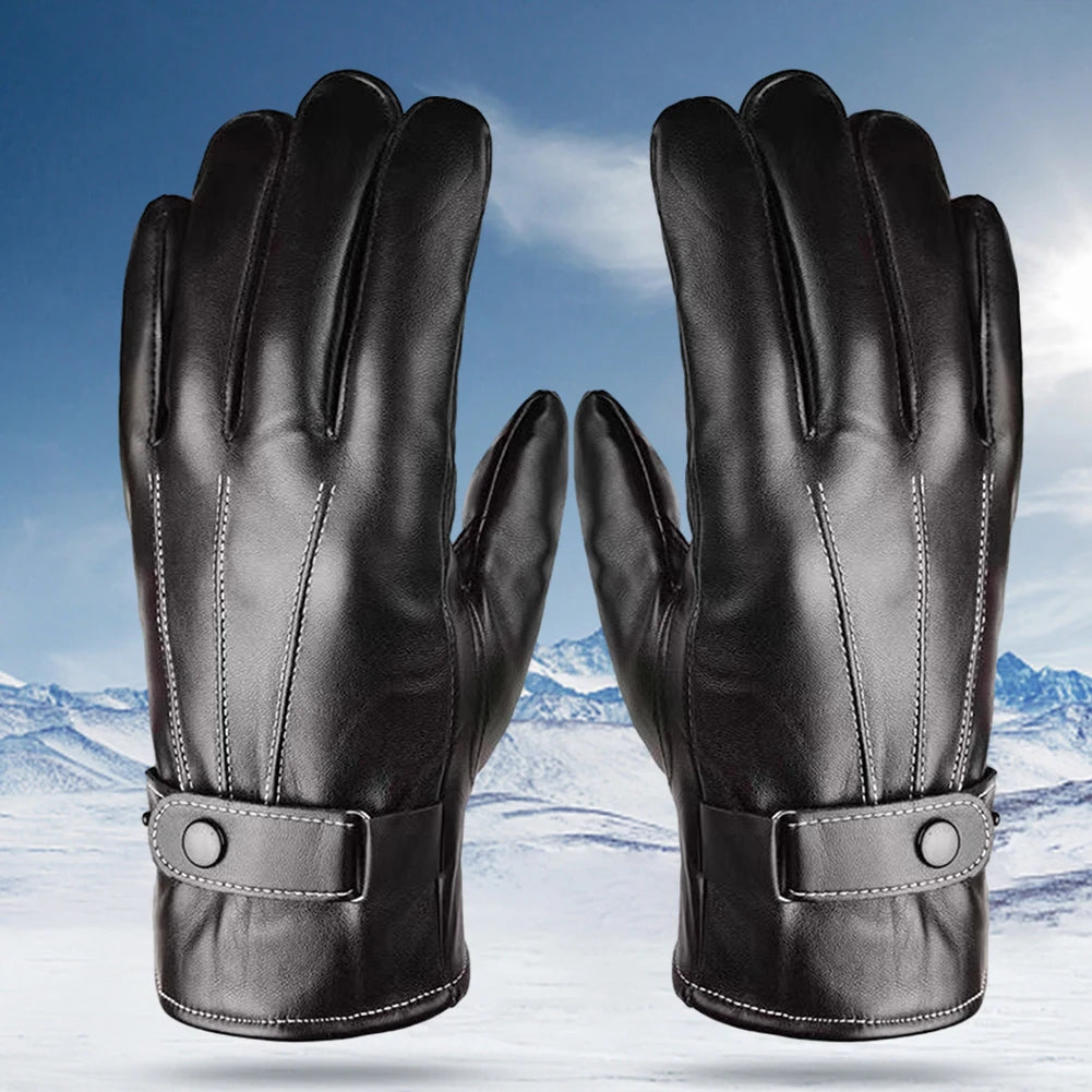 Men's Gloves Winter Mittens Keep Warm Touch Screen Windproof Driving Guantes Male Autumn Winter PU Leather Gloves Business