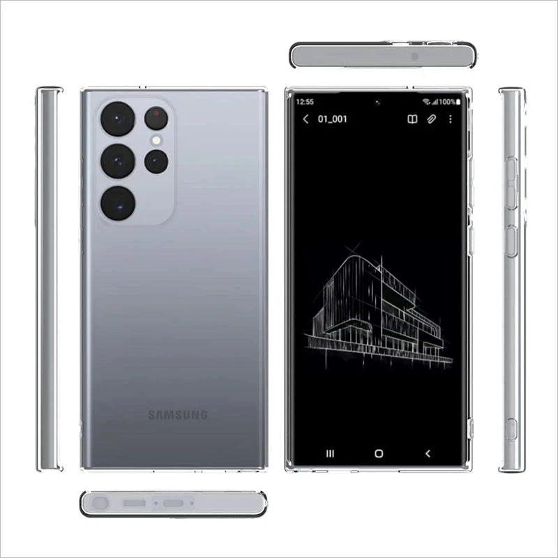 Soft Silicone Clear Phone Case For Samsung S22 S21 S23 Ultra S20FE Galaxy Note 20 Ultra A13 A53 A52 A12 A33 A23 A32 A51 A52S A73