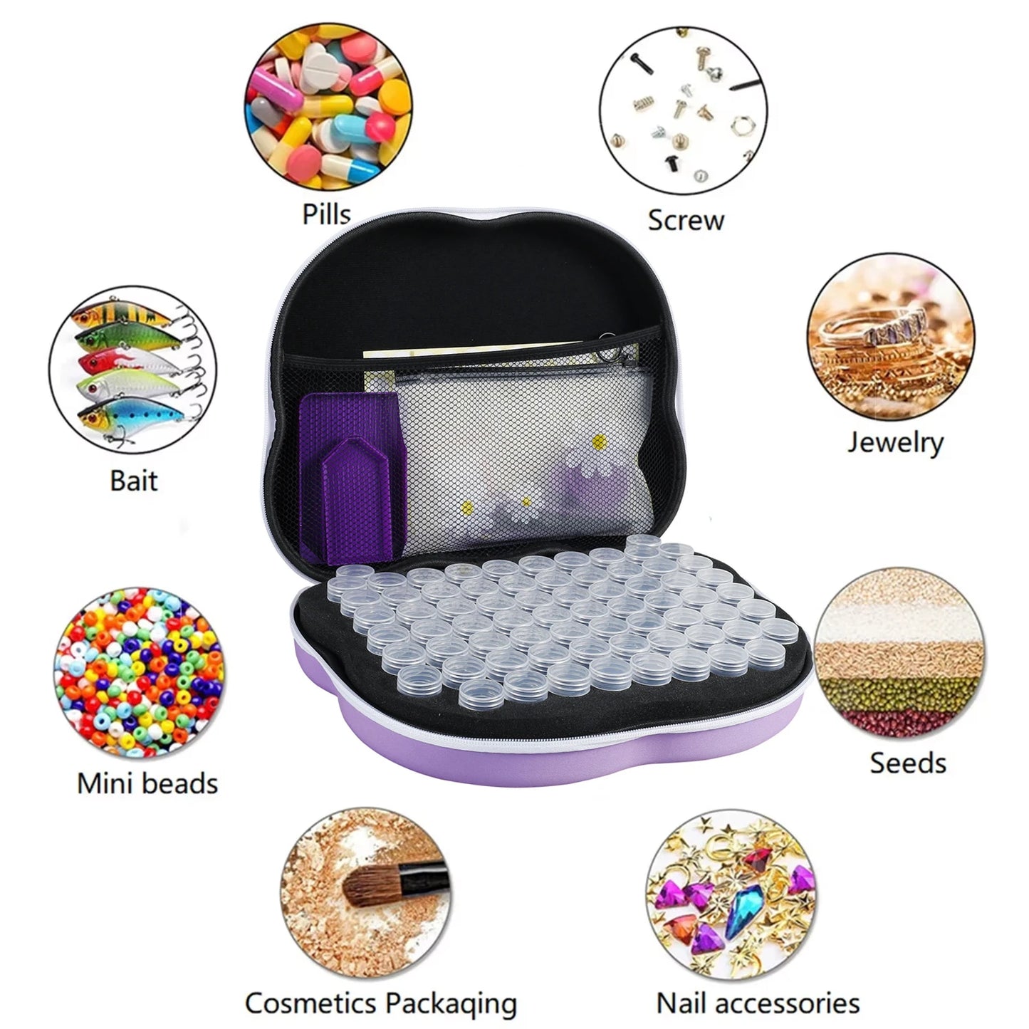 Diamond Painting Storage Boxes 70 Grid DIY 5d Diamond Painting Tool Bead Storage Large Capacity Set for Jewelry Bead Rhinestones