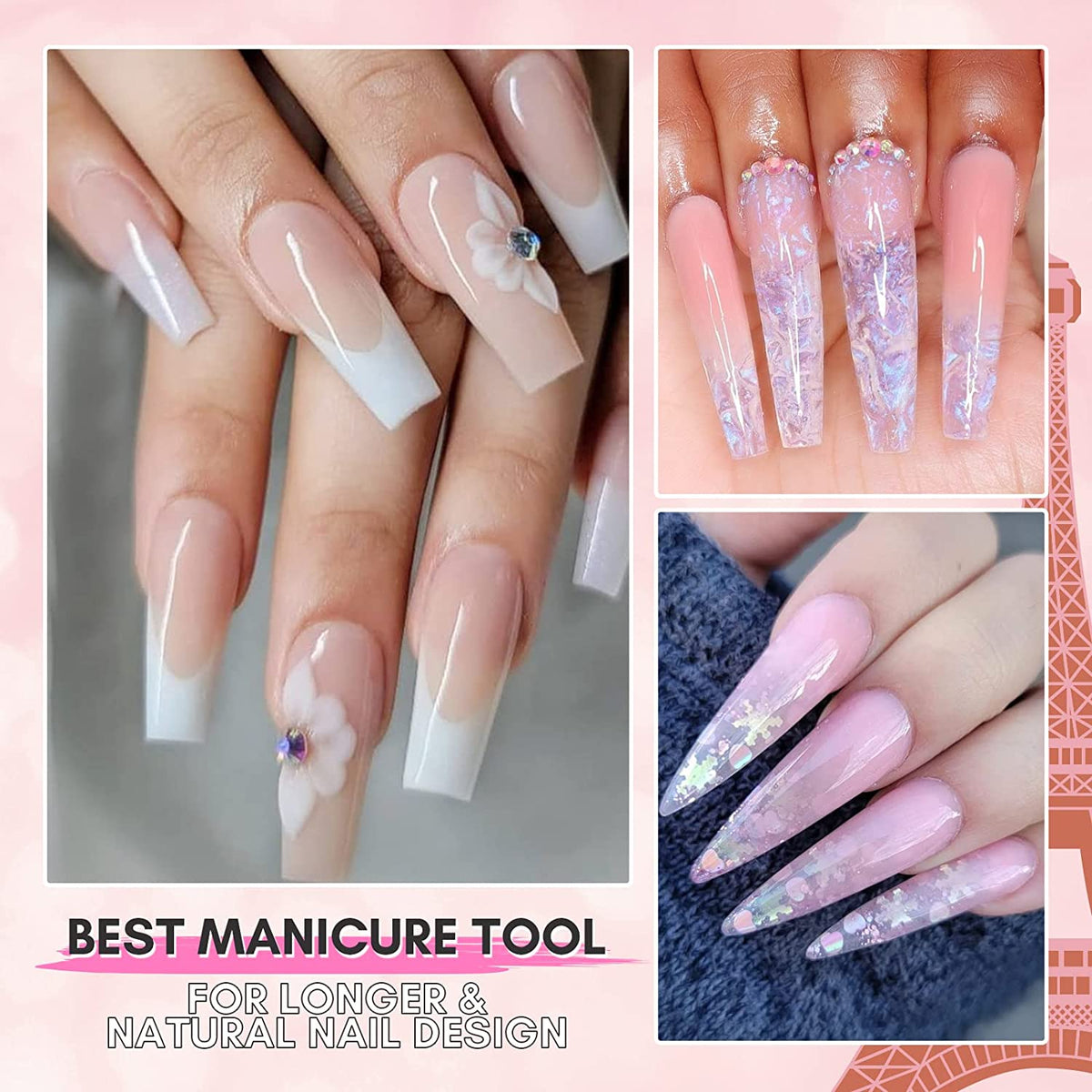 Makartt Poly Nail Gel, 50ML Clear / Pink / Nude Nature Nail Extension Gel Glitter Builder Nail Gel Fall Trendy DIY Nail Art