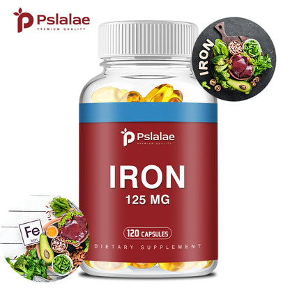 Iron 125mg - Help Maintain A Healthy Immune System and Brain Health, Boost Energy Levels and Fight Fatigue - 120 Capsules