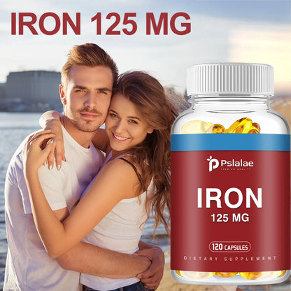 Iron 125mg - Help Maintain A Healthy Immune System and Brain Health, Boost Energy Levels and Fight Fatigue - 120 Capsules