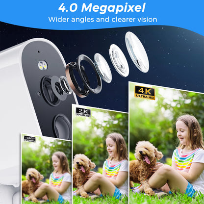 BESDER 4MP 2K WiFi Camera Solar Battery Powered Wireless Outdoor Security HD PIR Human Detection iCSee CCTV Video Surveillance