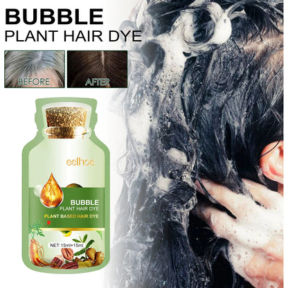 Eelhoe 10pcs Herbal Bubble Hair Dye Shampoo Foam Fast Cover White Hair Grey Dye Repair Scalp Nourish Natural Hair Dying Shampoo