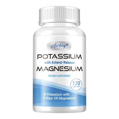 Potassium with Extend-Release Magnesium - Heart Health, Blood Pressure Support, Promotes Healthy Blood Flow - 120 Capsules