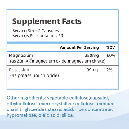 Potassium with Extend-Release Magnesium - Heart Health, Blood Pressure Support, Promotes Healthy Blood Flow - 120 Capsules