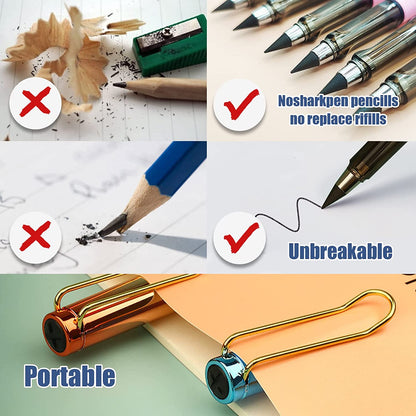 10Pcs/Set Infinity Pencil No Ink Unlimited Writing Art Eternal Pencils Sketch School Items Kawaii Pens Back To School Supplies