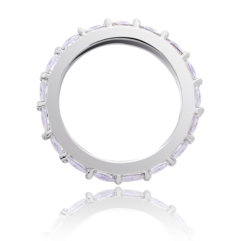 TOPGRILLZ 1 Row Iced Out Cubic Zircon  Round Ring Men's Hip Hop Gold Silver Color Personality Jewelry For  Gifts