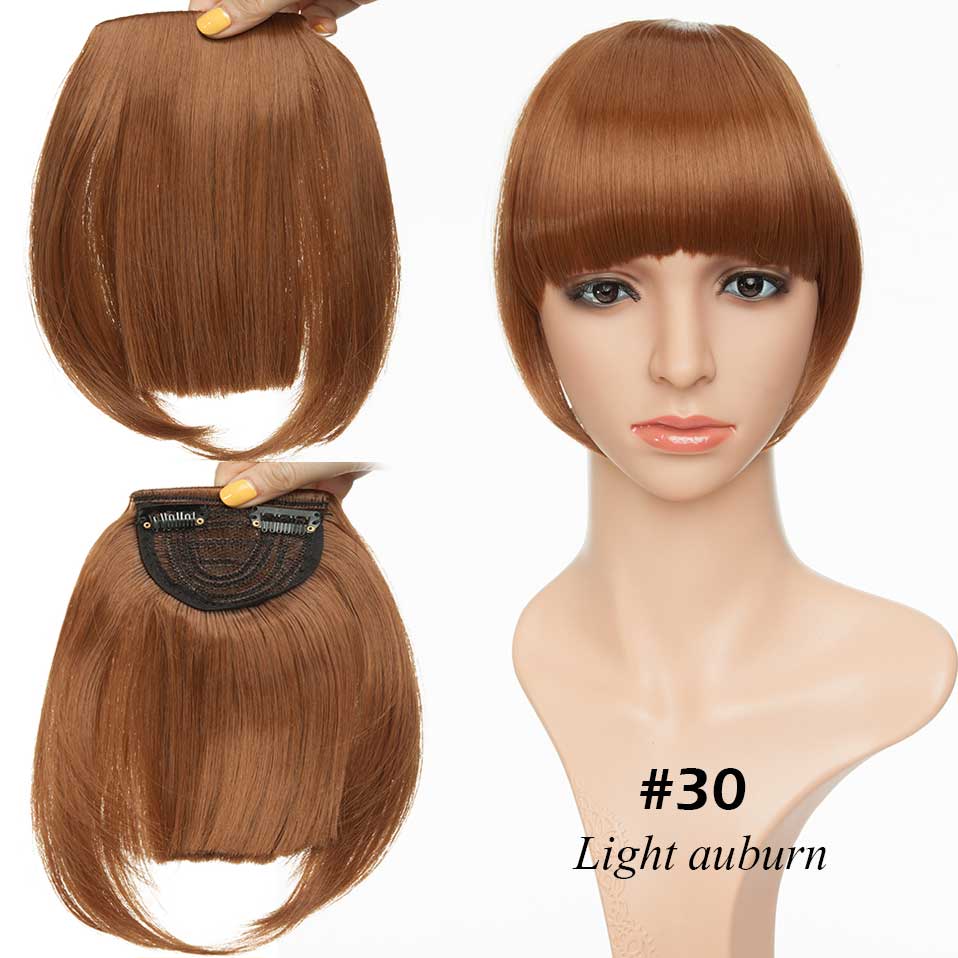 S-noilite Synthetic 15Colors Real Thick 35g Natural Bang False Hair Black Brown Auburn Red Clip In On Bangs Hair