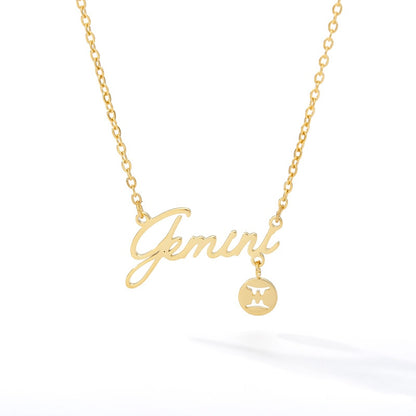 Twelve Constellation Zodiac Necklaces for Women Tiny Letter Choker Necklaces Scorpio Leo Libra Taurus Virgo Gemini Sagittarius