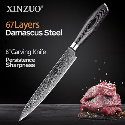 XINZUO 1pcs/5pcs Kitchen Knives Set 67Layer VG10 Damascus Steel Chef Cleaver Santoku Utility Paring Knife Pakkawood Handle