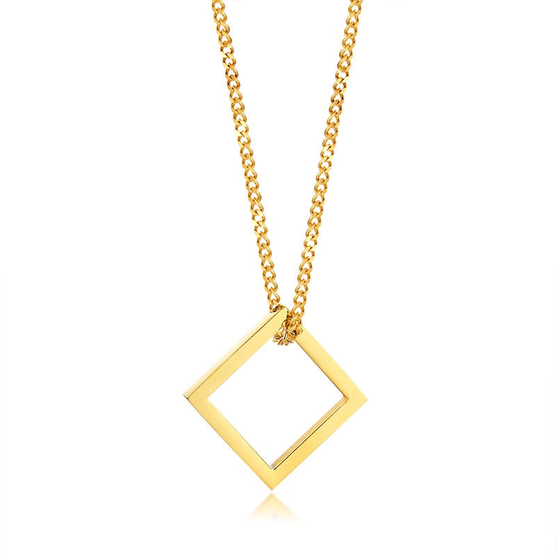 Vnox Retro Hollow Cube Pendant for Men Stainless Steel Square Vintage Necklace Punk Geometric Collier 24" Chain