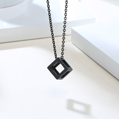 Vnox Retro Hollow Cube Pendant for Men Stainless Steel Square Vintage Necklace Punk Geometric Collier 24" Chain
