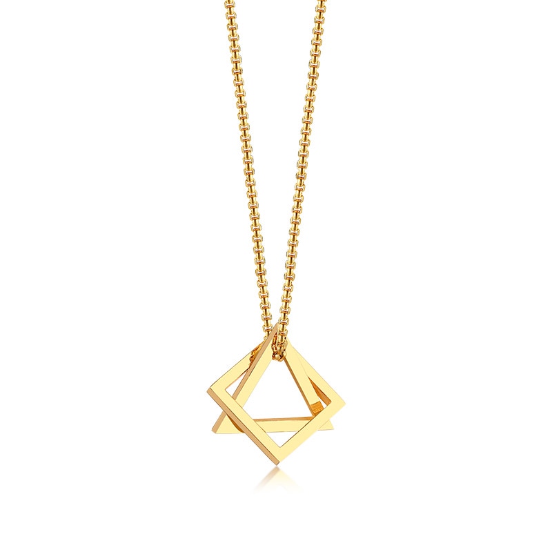 Vnox Retro Hollow Cube Pendant for Men Stainless Steel Square Vintage Necklace Punk Geometric Collier 24" Chain
