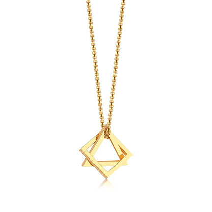 Vnox Retro Hollow Cube Pendant for Men Stainless Steel Square Vintage Necklace Punk Geometric Collier 24" Chain