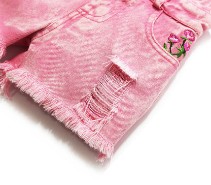 Chumhey 0-11T Summer Children's Clothing Sets Jeans For Girls Pants Kids Denim Overalls Suspender Shorts Pink Jumpsuit Trousers