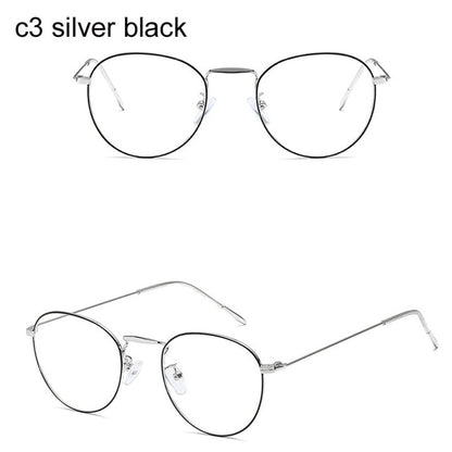 Fashion Blue Light Glasses Retro Metal Frame Anti Blue Ray Computer Glasses Women Men Vintage Designer Round Glasses Frame