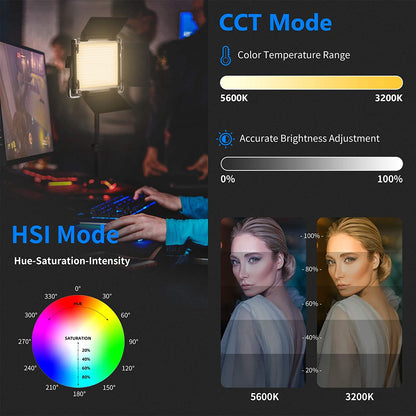 Neewer 2 Packs 660 RGB Led Light with APP Control, Photography Video Lighting Kit with Stands and Bag