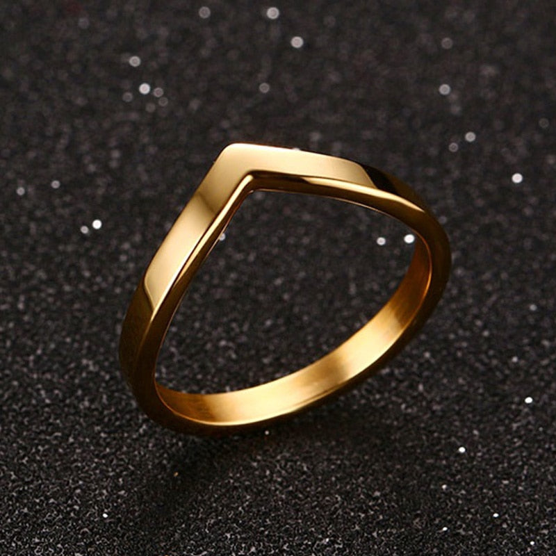 Simple Chevron V Shape Ring For Party 316L Stainless Steel Fashion Jewelry Rings For Women