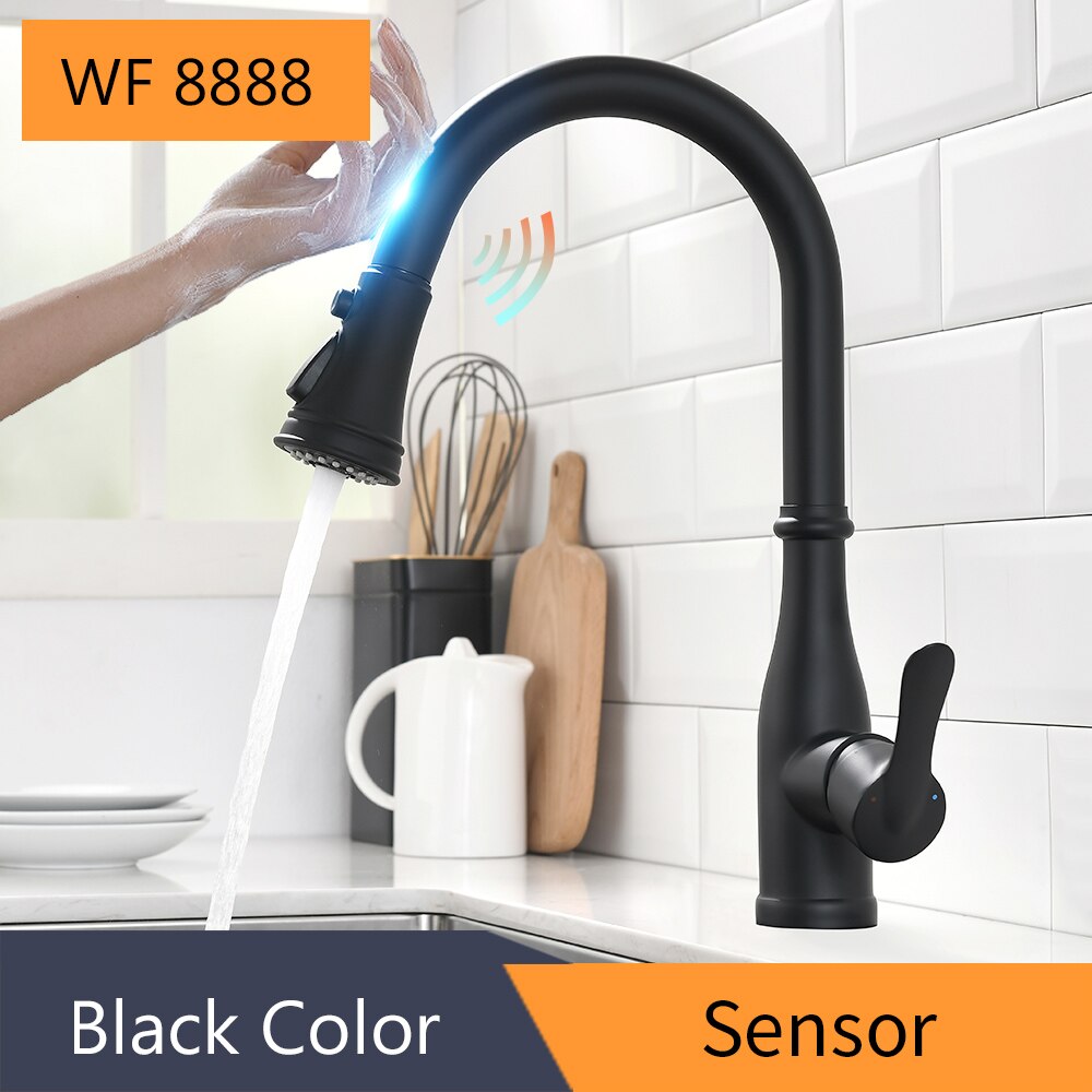 Pull Out Brush Nickel Sensor Kitchen Faucets Stainless Steel Smart Induction Mixed Tap Touch Control Sink Tap Torneira De KH1002