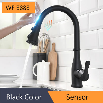 Pull Out Brush Nickel Sensor Kitchen Faucets Stainless Steel Smart Induction Mixed Tap Touch Control Sink Tap Torneira De KH1002