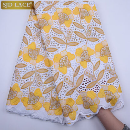 SJD LACE High Quality Swiss Voile Lace In Switzerland With Stones Eyelet Holes Nigerian African Lace Fabric For Party Sew A1813