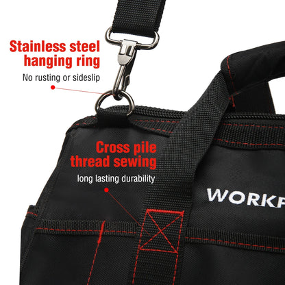 WORKPRO Tool Bag,  Portable Waterproof Electrician Bag Multifunction Canvas Tool Organizer for Repair Installation HVAC