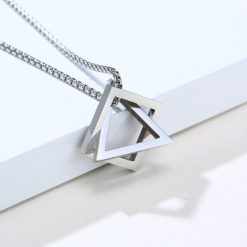 Vnox Retro Hollow Cube Pendant for Men Stainless Steel Square Vintage Necklace Punk Geometric Collier 24" Chain