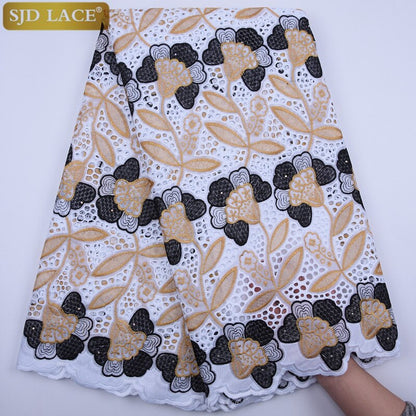 SJD LACE High Quality Swiss Voile Lace In Switzerland With Stones Eyelet Holes Nigerian African Lace Fabric For Party Sew A1813