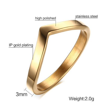 Simple Chevron V Shape Ring For Party 316L Stainless Steel Fashion Jewelry Rings For Women