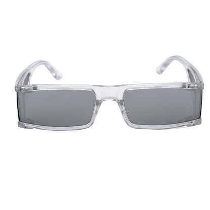 Vintage Rectangle Sunglasses Women Small Frame Mirror Sun Glasses Silver Black Lens Men One Piece Punk Eyeglasses Gafas Shades