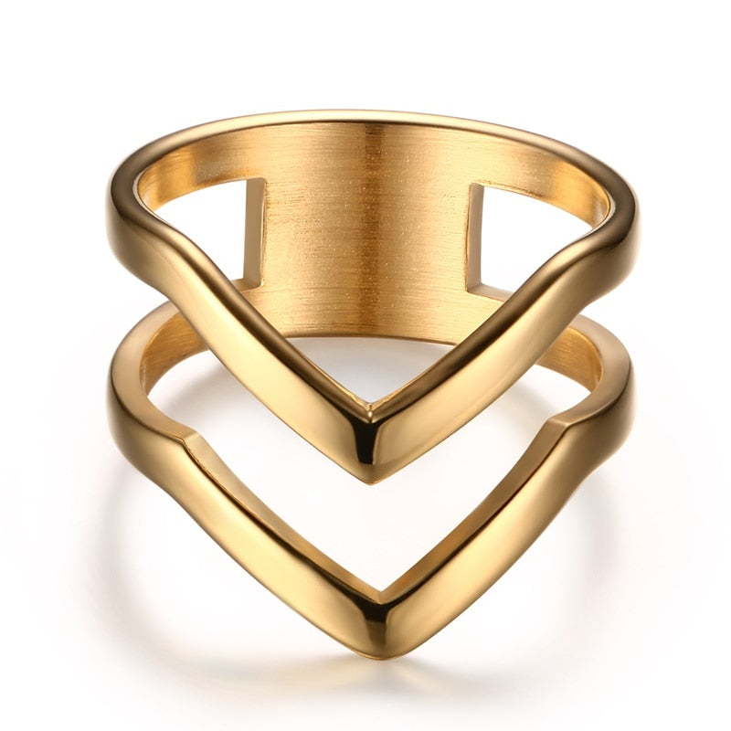 Simple Chevron V Shape Ring For Party 316L Stainless Steel Fashion Jewelry Rings For Women