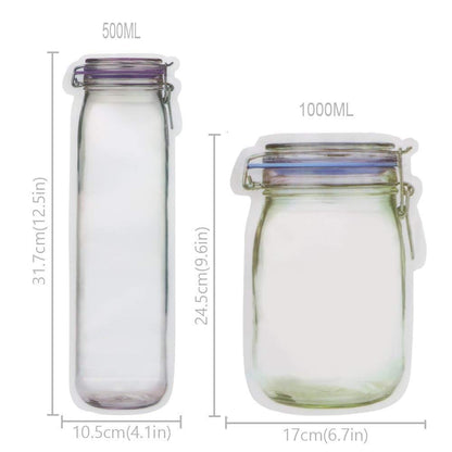 Reusable Mason Jar Bag Nuts Candy Cookies Bottles Snacks Zipper Sealed Kitchen Organizer Ziplock Seal Fresh Food Storage Bags