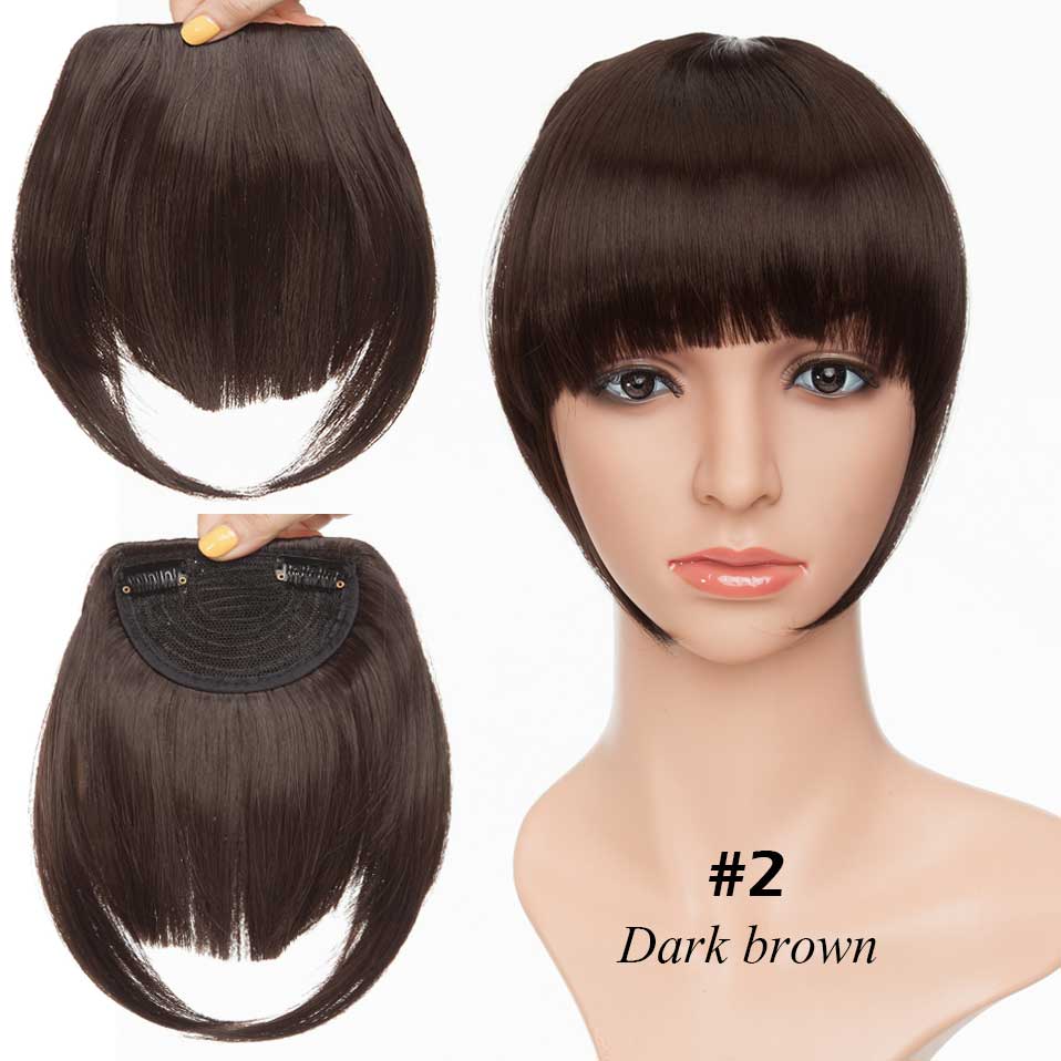 S-noilite Synthetic 15Colors Real Thick 35g Natural Bang False Hair Black Brown Auburn Red Clip In On Bangs Hair