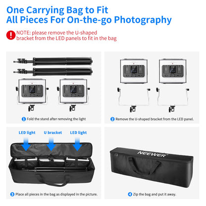 Neewer 2 Packs 660 RGB Led Light with APP Control, Photography Video Lighting Kit with Stands and Bag