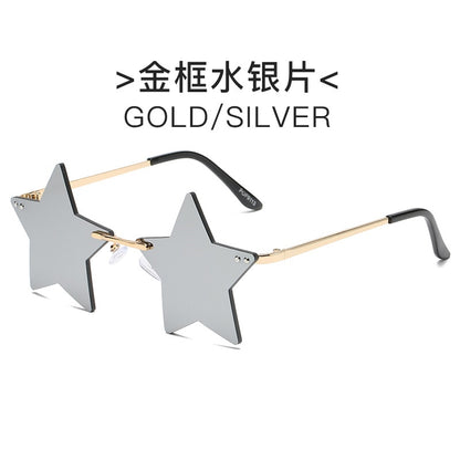 Steampunk Vintage Sunglasses Women Star Mirror Rimless Sunglasses Men Frameless Trend Fashion Retro Small Sunglasses Eyewear