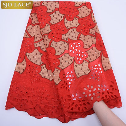 SJD LACE High Quality Swiss Voile Lace In Switzerland With Stones Eyelet Holes Nigerian African Lace Fabric For Party Sew A1813