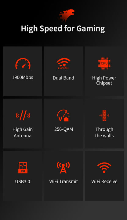 Comfast 1900Mbps Gigabit Wireless WiFi Adapter Dual Band 2.4 &amp; 5.8Ghz High Power Gaming Network Card