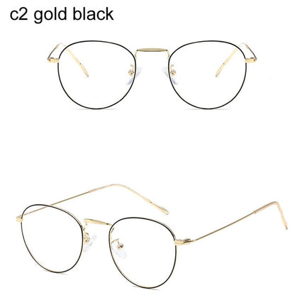 Fashion Blue Light Glasses Retro Metal Frame Anti Blue Ray Computer Glasses Women Men Vintage Designer Round Glasses Frame