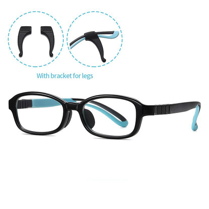 Children's Computer Eyeglasses Boy Girl Rectangle Blue Light Blocking Glasses Kids Removable TR90 Flexible Silicone Frame UV400