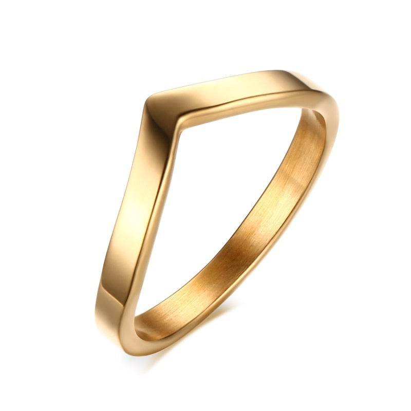 Simple Chevron V Shape Ring For Party 316L Stainless Steel Fashion Jewelry Rings For Women