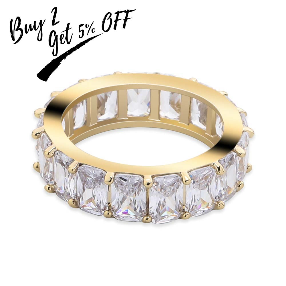 TOPGRILLZ 1 Row Iced Out Cubic Zircon  Round Ring Men's Hip Hop Gold Silver Color Personality Jewelry For  Gifts