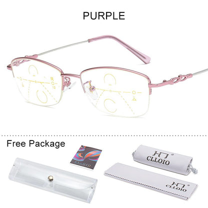 CLLOIO Progressive Multifocal Reading Glasses Men Blue Light Blocking Titanium Alloy Presbyopic Glasses Women Bifocal Eyewear