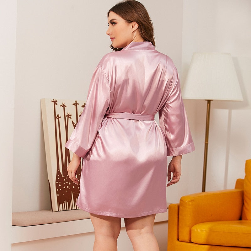 Plus Size Bride Bridesmaid Wedding Short Robe Bath Gown Womens Summer Kimono Yukata Nightgown Lady Sleepshirts Pajama Nightdress