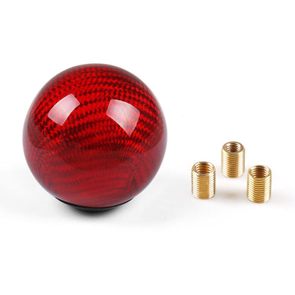 Universal Car Gear Shift Knob Shifter Lever Round Ball Shape Real Carbon Fiber